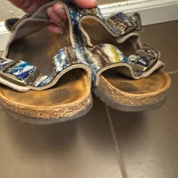 RARE BIRKENSTOCK  Size 41 U.S. Women's 10 Men's 8 Taupe Arizona Boho Yarn Multi - Picture 11 of 17